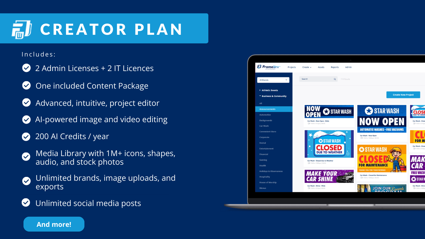 FrameWrx Creator Software Subscription w/ Sports & Events Content Pack